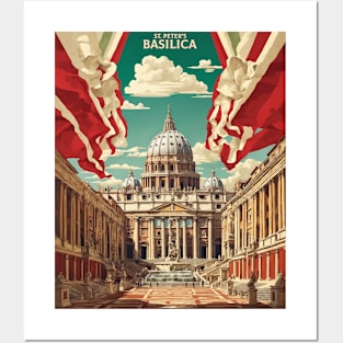 Vatican City Basilica of Saint Peter Italy Vintage Tourism Travel Poster Posters and Art